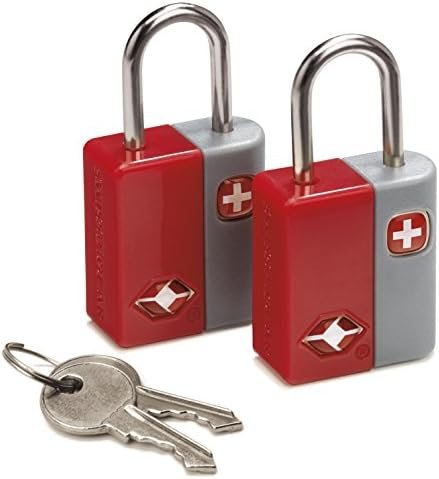 SwissGear TSA-Approved Travel Sentry Luggage Locks - Set of 2 Mini Locks with 2 Keys, Red, One Size
