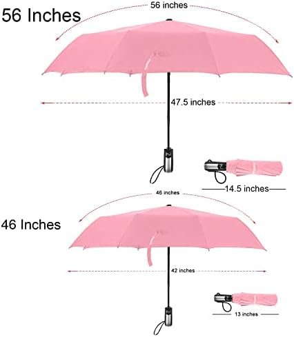 TradMall 2 Pack Travel Umbrella Windproof 46/56 Inches Large Canopy Reinforced Fiberglass Ribs Auto Open & Close - Image 3
