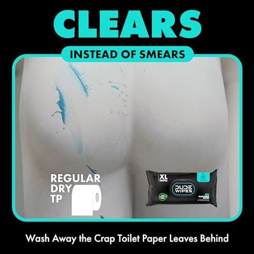 DUDE Wipes - Flushable Wipes Travel Pack - 6 Pack, 108 Wipes - Mint Chill Extra-Large Adult Wet Wipes - Vitamin-E, Aloe Vera, Eucalyptus, and Tea Tree Oils - Septic and Sewer Safe Butt Wipes - Image 2