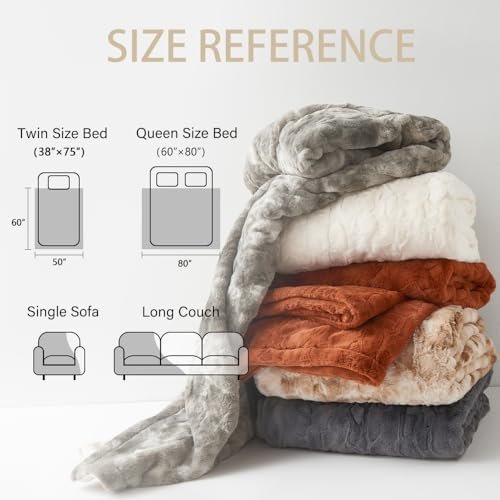 Krifey Faux Fur Throw Blanket, Super Soft Cozy Blanket, Luxury Fluffy Blanket Warm Plush Bed Throw Camel 50" x 60" - Image 5