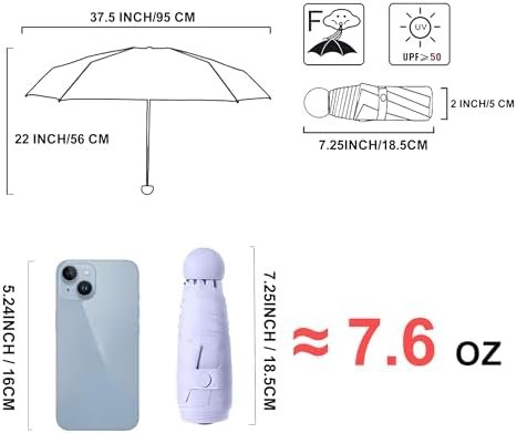 BAODINI Travel Mini Umbrella for Purse With Case-Small Compact UV Umbrella Protection Sun-Lightweight Tiny Pocket Umbrella with Case for Women, Girls - Image 6