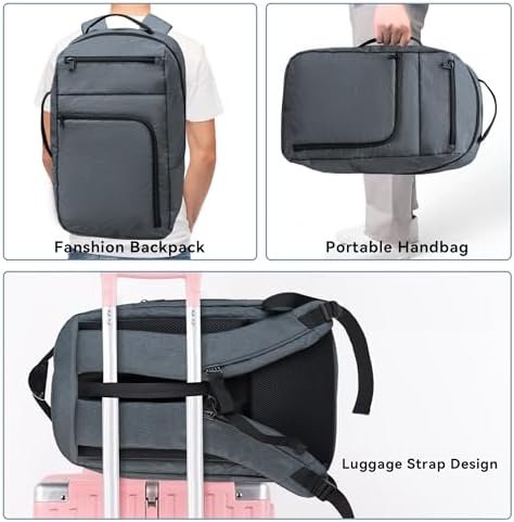 Small Laptop Work Backpack Airline Approved for Men & Women 40L Water Resistant Laptop Bag Fits 17&14 Inch Laptop for Commuter Lightweight Work Bag Business Travel, Gray - Image 7