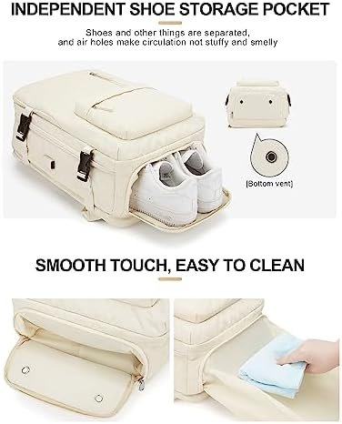 VGCUB Large Travel Backpack for Women Men, Carry on Backpack Airline Approved Gym Backpack Waterproof Business Laptop Daypack, Beige - Image 6
