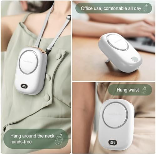 Portable Neck Fan, Handheld Mini Fan Small Personal Fan, Hand Held Fan USB Rechargeable Eyelash Fan for Kids Girls Boys Woman Man Home Outdoor Travel (White) - Image 4