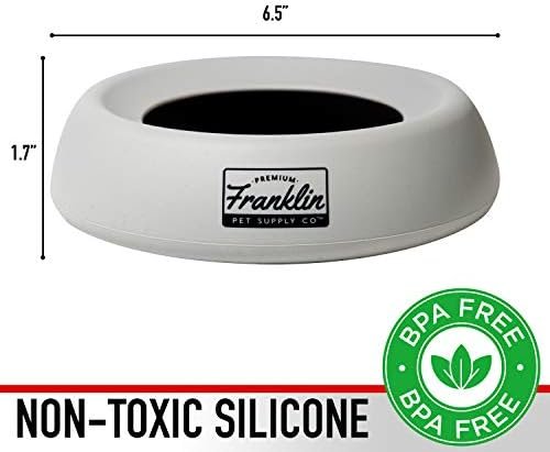 Franklin Sports Spill Proof Portable Pet Bowl For Cars - No Splash Travel Water + Food Dish for Dogs + Cats - 16 oz. - BPA Free,White , Gray - Image 2