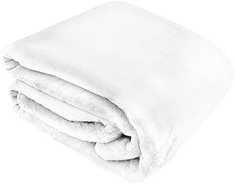 Comfort Lab Plush Flannel Bed Blanket - Soft, Lightweight, Fleece Blanket for Couch, Bed & Home Decor - Anti Pilling and Non Shedding Fleece Bed Blanket - Twin/Twin XL (66" x 90") - White