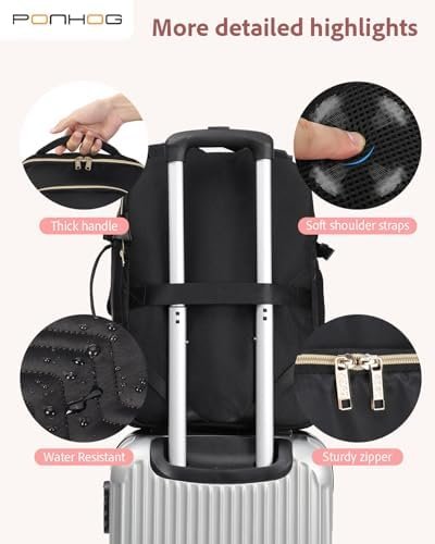 Large Travel Backpack for Women - Travel Backpack Carry on Flight approved 40L Personal Item with 6 Packing Cubes fit 17 inch Laptop Water Resistant Business College Backpacks Black - Image 7