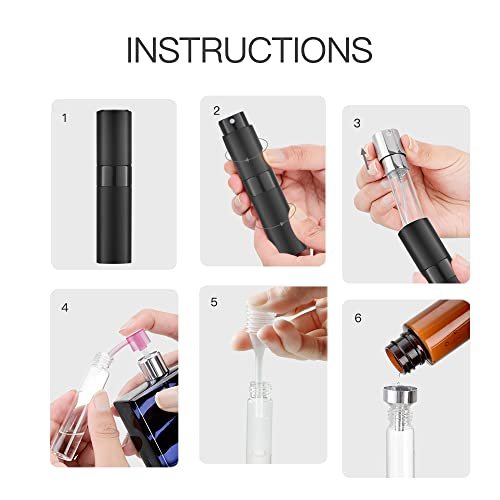 LISAPACK 8ML Atomizer Perfume Spray Bottle for Travel (3 PCS) Empty Cologne Dispenser, Portable Sprayer (Black) - Image 5