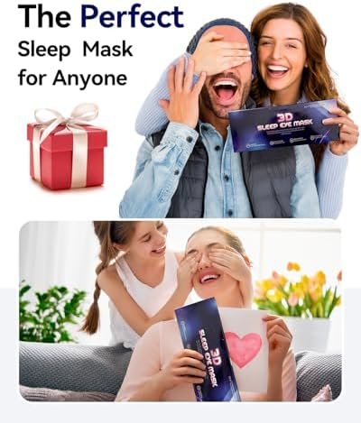 Weighted Eye Mask for Sleeping, Blackout Sleep Mask for Men Women, Upgraded 3D Contoured Eye Cup, Eye Cover for Eyelash Extensions, Airplane Travel Essentials with Soft Memory Foam, Yoga Nap(Black) - Image 7