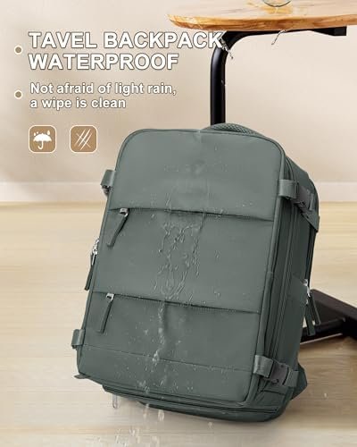coowoz Large Travel Backpack Carry On for Women Man Waterproof Gym Backpack with Laptop Compartment Mochila de Viaje Teacher Personal Item Backpack Rucksack Airplane Accessories Must Haves Olive Green - Image 6