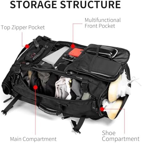 Travel Backpack Carry On Backpack Durable Convertible Duffle Bag Fit for 15.6 Inch Laptop for Men and Women hiking airplane shoes bag extendable three way uses multiple - Image 7