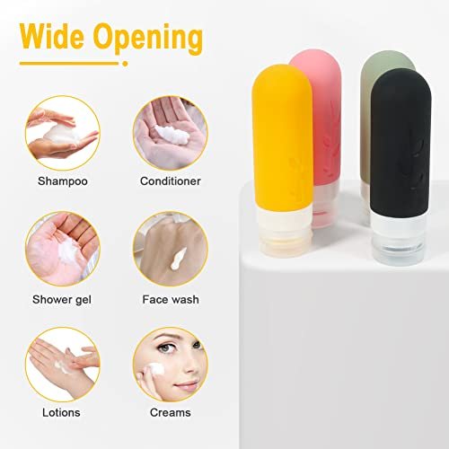 Shintop Travel Bottles for Toiletries, 3oz TSA Approved Travel Size Bottles Leak Proof Silicone Travel Containers BPA Free Refillable Squeeze Bottles For Shampoo Conditioner Liquid Lotion - Image 6