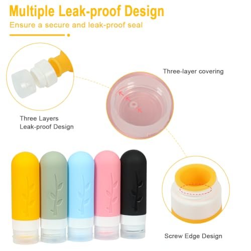 Shintop Travel Bottles for Toiletries, 3oz TSA Approved Travel Size Bottles Leak Proof Silicone Travel Containers BPA Free Refillable Squeeze Bottles For Shampoo Conditioner Liquid Lotion - Image 3
