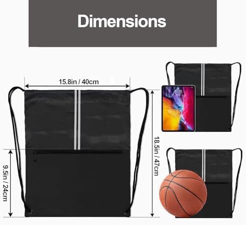 Drawstring Backpack Sports Bag Gym Sackpack Draw String Back Bag for Men Women (Black) - Image 5