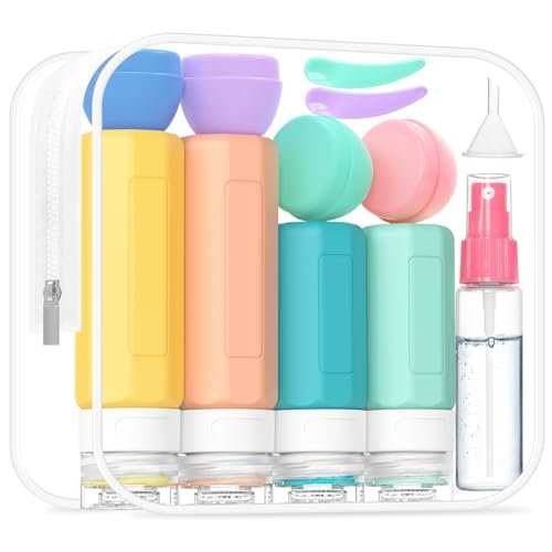 17 Pack Travel Bottles for Toiletries, TSA Approved Travel Size Toiletries Bottles, Leak Proof Travel Size Containers, Travel Essentials for Body Wash, Shampoo, Lotion & Conditioner Colorful