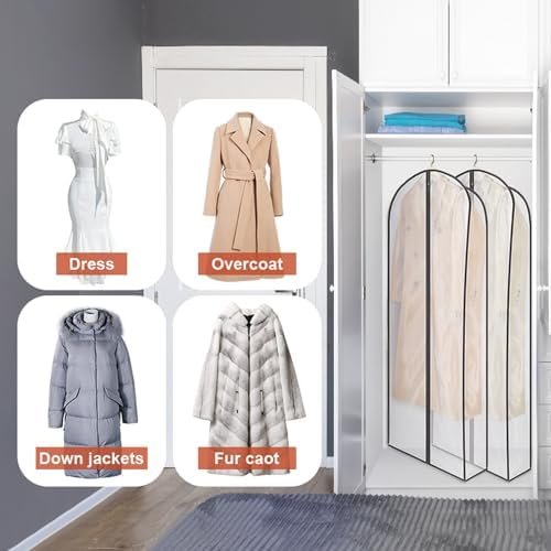 Zilink Breathable Fur Coat Storage Bags 60" Dress Bags for Gowns Long Dust Covers for Hanging Clothes with 7" Gussted Wrinkle Free for Leather Jacket Fur Coat Puffy Dress Storage, Set of 2 - Image 6