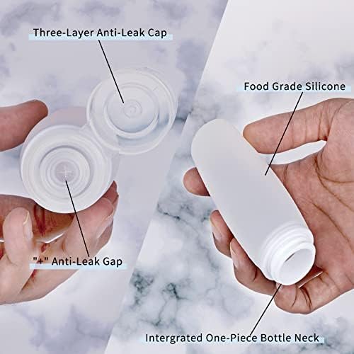Silicone Travel Bottles for Toiletries TSA Approved Travel Size Containers Set 4 Pack Portable Leak Proof Refillable Cosmetic Squeeze Bottles Shampoo Hair Conditioner Body Lotion Bath Shower Gel - Image 3