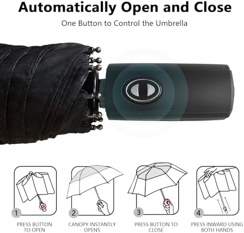 Satol Large Golf Umbrella 62 Inch, Automatic Windproof Double Canopy Vented 8 Ribs Sturdy Folding Umbrella, UPF 50+ Portable Wind Resistant Sun & Rain Compact Umbrellas for Travel (checkered) - Image 7