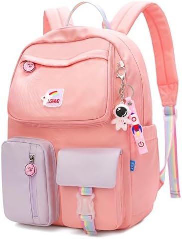 AUOBAG Backpacks for Girls Cute Backpack Suitable for Kids Aged 6-8 With CSPC Report to Send Pendant (Pink)