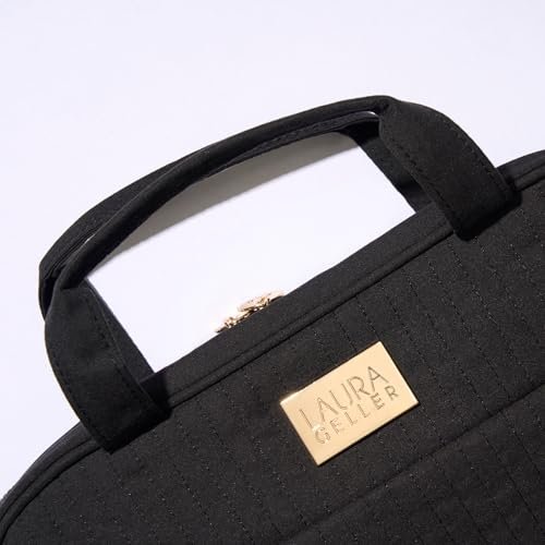 LAURA GELLER NEW YORK Quilted Folding Travel Makeup Bag, Black - Hanging Toiletry Bag Organizer for Travel - Large Capacity Full Size Makeup Bag - Easy to Clean - Image 8