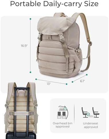 BAGSMART College Laptop Backpack, Large Opening Travel Backpack for Women,TSA Approved Personal Item, Outdoor Backpack for 15.6 Inch Laptop, Water-Resistant Casual Daypack, Camel - Image 7