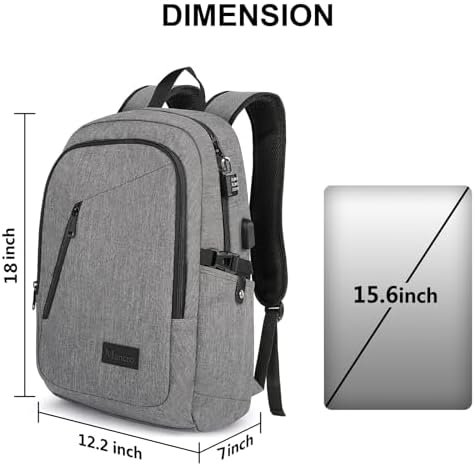 Mancro Laptop Backpack for Travel, Anti-theft Laptop Backpack for Men Business Backpack Work Daypack with USB Charging Port, Grey - Image 5