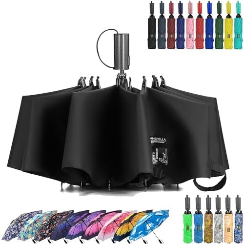 LANBRELLA Umbrella Windproof Compact Travel Umbrella Auto Open Close for Rain