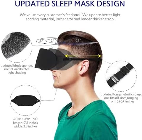 Mavogel Cotton Sleep Mask - Updated Design Light Blocking Sleep Eye Mask, Soft and Comfortable Night Sleeping Mask for Men Women, Eye Blinder for Travel/Sleeping, Includes Travel Pouch, Black - Image 3