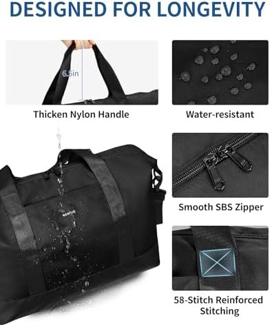 ECOHUB For Spirit Airlines Personal Item Bag 18x14x8 Underseat Carry on Bag with Removable TSA Approved Wet Bag, Travel Duffel Bags Weekender for Women, 30L (Black) - Image 5