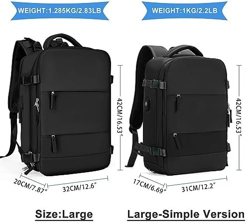 coowoz Large Travel Backpack For Women Men,Carry On Backpack,Hiking Backpack Waterproof Outdoor Sports Rucksack Casual Daypack Travel Essentials（Black Minimalist） - Image 2