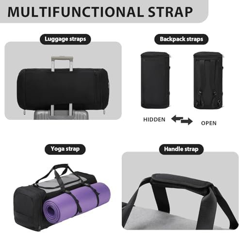 Tolaccea Expandable Mens Travel Bag Gym Bag Large 54L-72L Weekender with Shoe Compartment Wet Compartment Laptop Compartment Travel Backpack Hand Luggage Bag Duffle Bag for Travel Gym Sports Sauna - Image 7