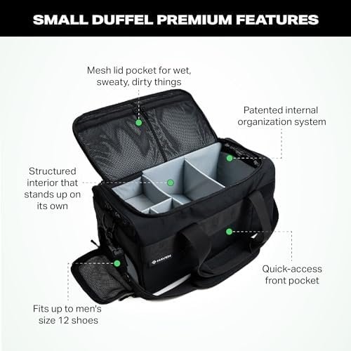 Small Duffel, Gym Bag, Tote Bag, Patented Design, Organized & Spacious, Perfect for Travel, w/Padded Shoulder Strap & Ventilated Shoe Garage™, Durable Material, Convenient (Black) - Image 4