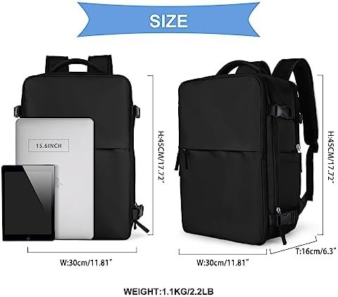 coowoz Travel Backpack For Women Men Airline Approved,Black Carry On Backpack,Large Hiking Waterproof Outdoor Sports Rucksack Casual Daypack Fit 15.6 Inch Laptop Backpack for College - Image 2