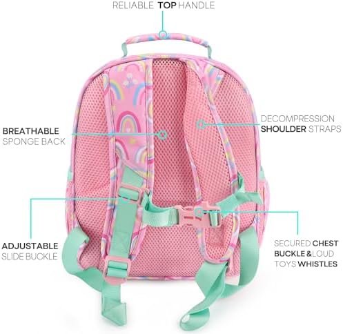 mibasies Toddler Backpack for Girls and Boys 2-4, Preschool Kindergarten Backpack, Cute Kids Backpacks for Girls(Rainbow) - Image 4