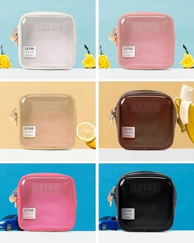LETGO Small Cosmetic Bag for Purse Mini Makeup Bag for School Cute Clear Make Up Pouch for Travel Clear Cosmetic Bags Purse Essentials Make Up Bag for School Women Men (Mini Chocolate) - Image 7