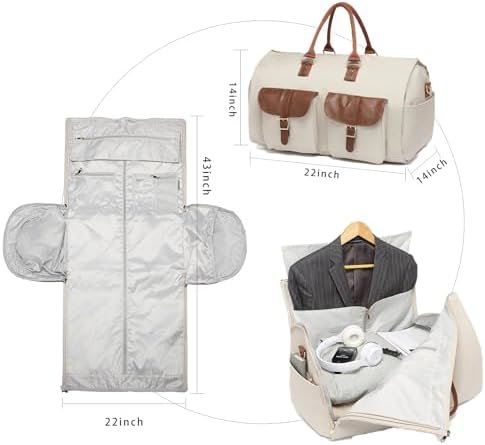 seyfocnia Convertible Carry on Garment Bag,Women Garment Duffle Travel Bag with Shoe Pouch 2 in 1 Hanging Cloting Suit Bag - Image 2