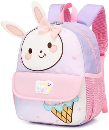 Cute Waterproof Toddler Backpack Girls for Boys 3D Animal Cartoon Rabbit Girls kids Bag for Baby Suitable for 1-5 Years Kids Backpack for Girls Travel(Little White Rabbit)