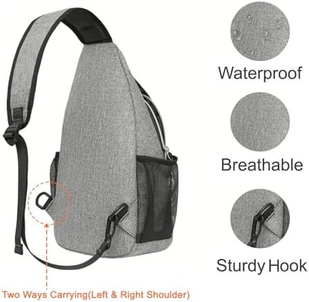 MOSISO Sling Backpack, Multipurpose Crossbody Shoulder Bag Travel Hiking Daypack, Gray, Medium - Image 3