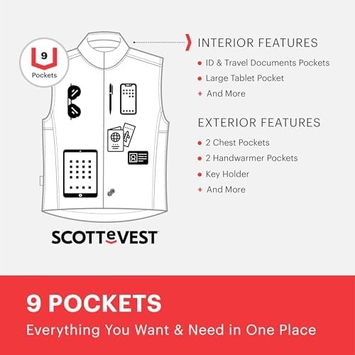 SCOTTeVEST 101 Vest for Men - 9 Hidden Pockets - Water Repellent for Travel & More - Image 6