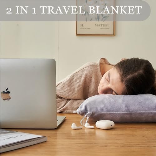 Commollis Travel Blanket Airplane Compact - 2 in 1 Airplane Travel Accessory, from Airplane Blanket to Travel Pillow, with Luggage Strap, Soft Handles and Security Pockets - Image 7