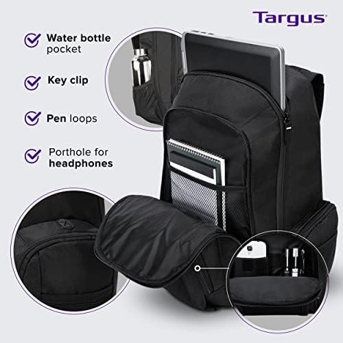Targus 16 Inch Groove Laptop Backpack, Black - Fits Most Laptops up to 16", Water Resistant Travel Backpack for Business Commuters, College, and Travel (CVR600) - Image 3