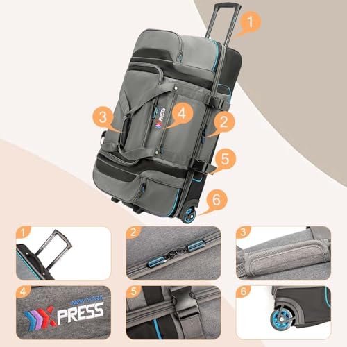 Blue 30" Rolling Duffel Bag Two Silent Wheels With Corner Covers NewYork XPress - Image 2