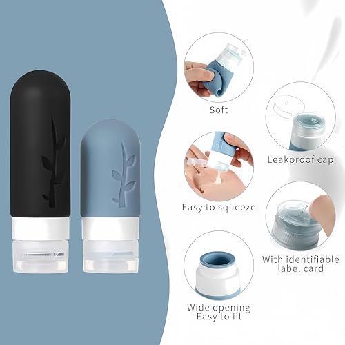 18pack Travel Bottles for Toiletries,TSA Approved Silicone Travel Containers jar for Toiletries,Leak Proof Refillable Liqus Shampoo And Conditioner Travel Essentials toiletry Bottles - Image 4