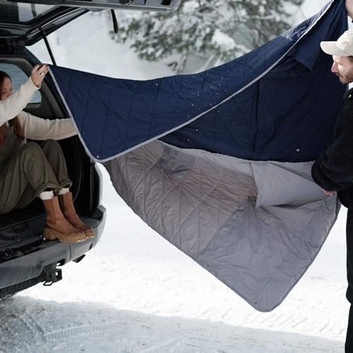 Gravel Layover Ultra-Compact Packable Down Blanket for Travel & Camping - Lightweight, Warm Travel Blanket Airplane, Car Blanket, Down Alternative Blanket- Includes Carrying Pouch (Blue) - Image 9