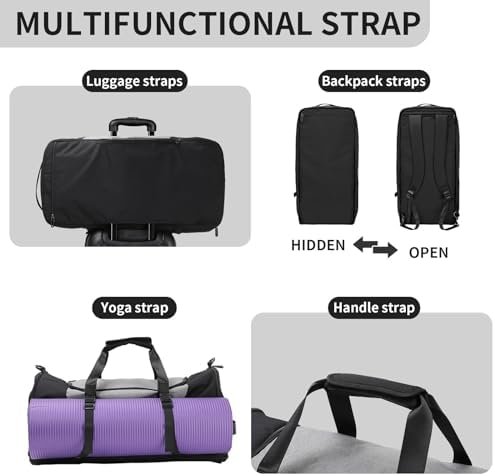 Tolaccea Large Mens Travel Bag, 54L-72L Expandable Duffel Bag for Travel, Carry On Weekend Bag Workout Overnight Backpack with Shoe Laptop Compartment, Gym Bag for Men Women, Sports Duffel Bag - Image 8