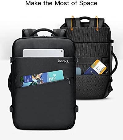 Inateck 40 L Travel Backpack,Carry On Laptop Backpack for Flight Approved,Business Travel Cabin Hand Luggage Fit 17 Inch Laptop, with Rain Cover for Men Women - Black - Image 4