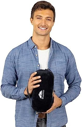 BlueHills Travel Blanket Pillow Rolled Premium Soft Plush Airplane Throw Traveling Accessories Gifts Compact in a Bag 70 X 48 inches Long Plane Flight Portable Lightweight Black R05 - Image 9