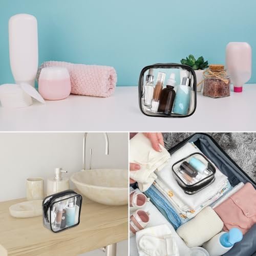 Sliverdew 2 PCS Small Clear Makeup Bags Zipper Pouch Mini Cosmetic Bag White Black Toiletry Bag for Men Purse Essentials Items Women Purse Travel Accessories - Image 5