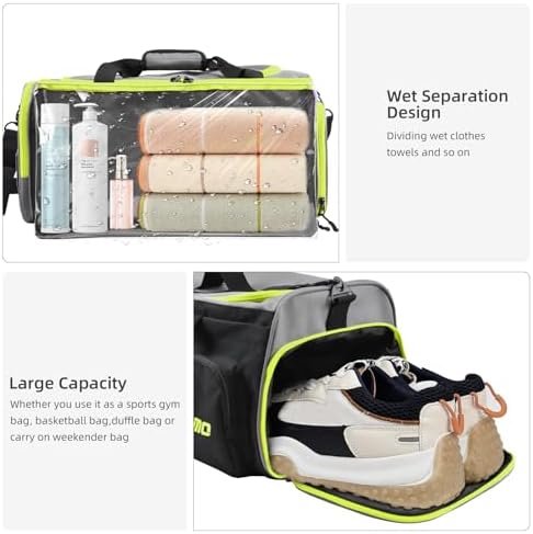 Gym Bag for Women&Men Carry on Duffle Bag for Traveling Weekender Bag Overnight Bags Tote Bag with Shoes Compartment & Wet Pocket Green - Image 2
