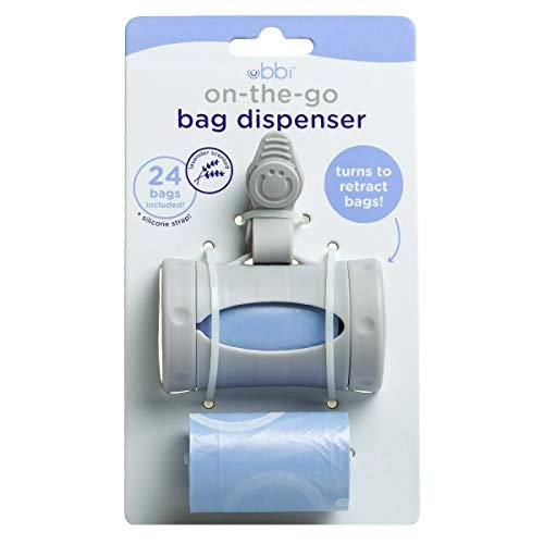Ubbi Retractable On the Go Bag Dispenser for Baby Travel, Diaper Bag Accessory Must Have for Newborn, Helpful Baby Item, Baby Gift, Gray - Image 3